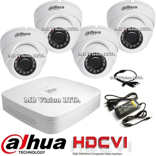 DVR kit with 4 HD dome security cameras Dahua HD-CVI